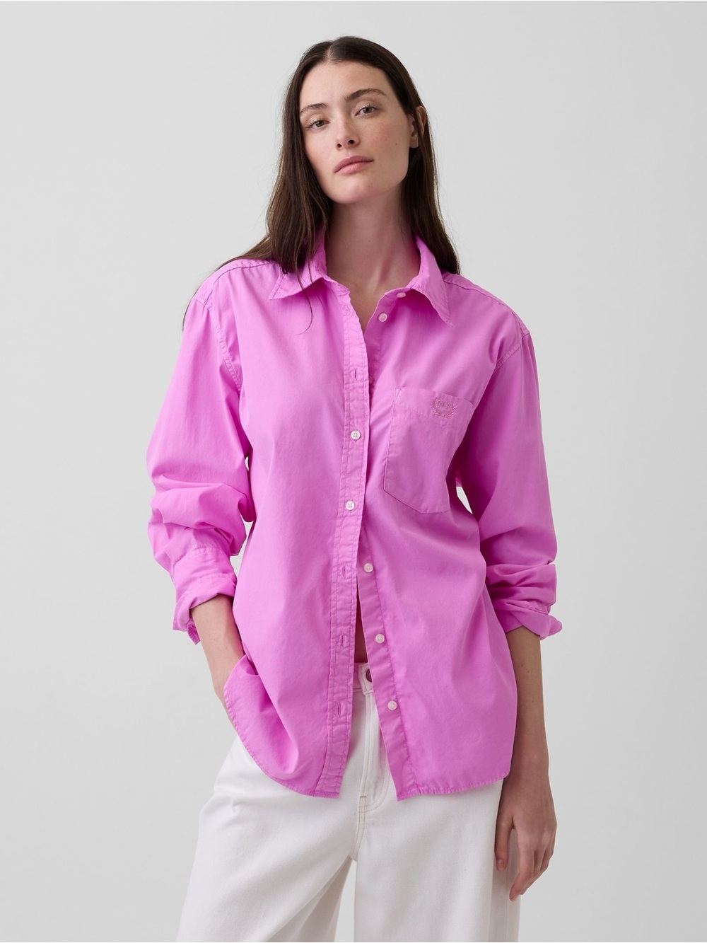 GAP Bright Pink Classic Button-Down Shirt